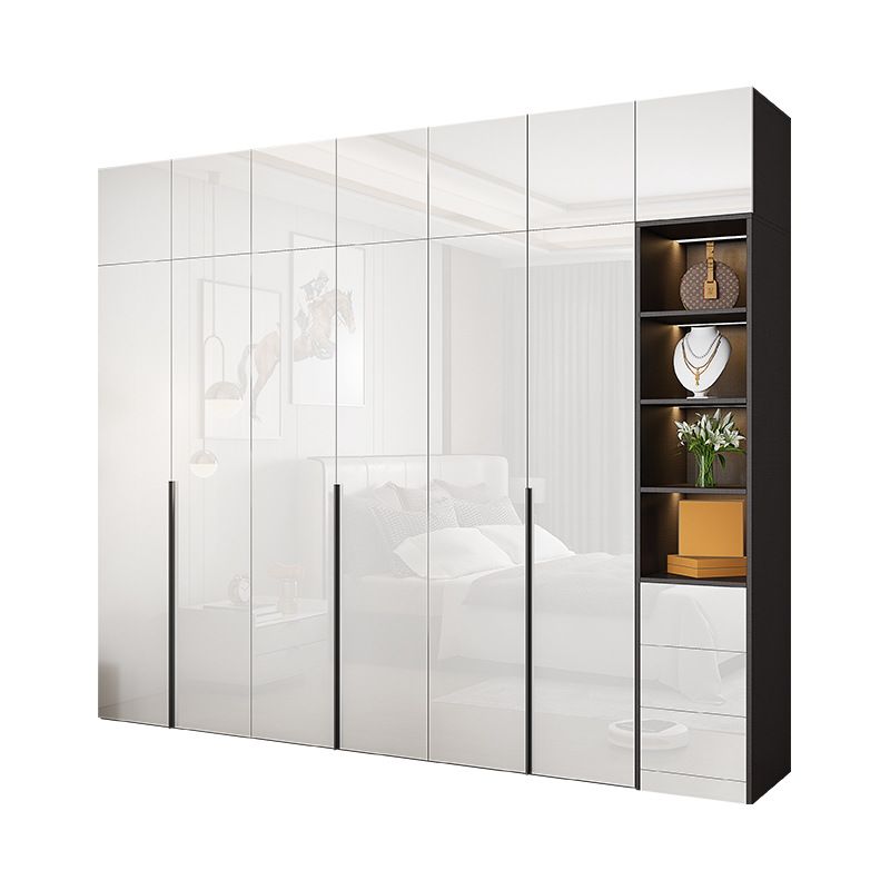 Contemporary Style Wood Wardrobe White Colour Wardrobe Closet with 1 Drawer