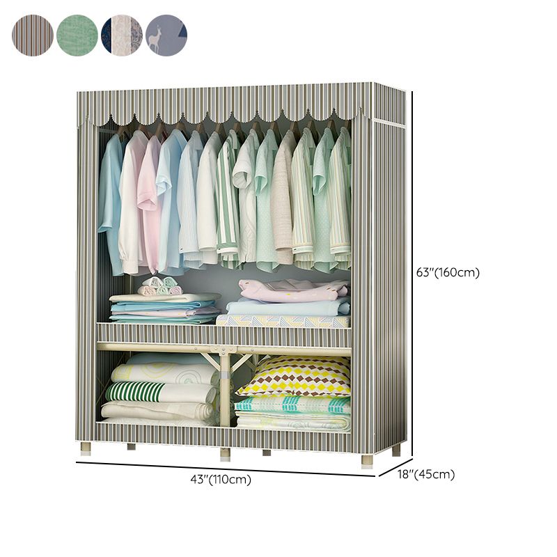 Contemporary Style Steel Wardrobe Cloth Rod Included Wardrobe Closet with Legs