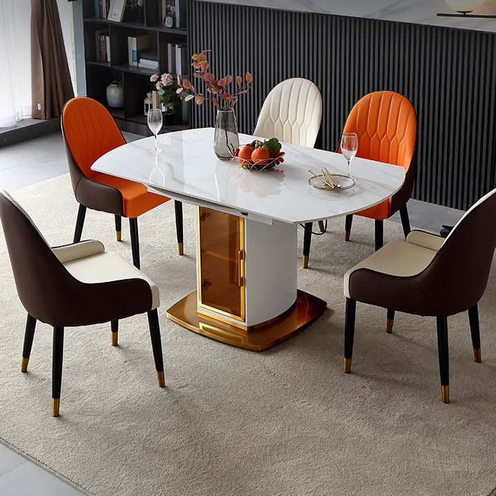 Round Pedestal Dinner Table Traditional Luxury Drop-Leaf Dining Table for Indoor
