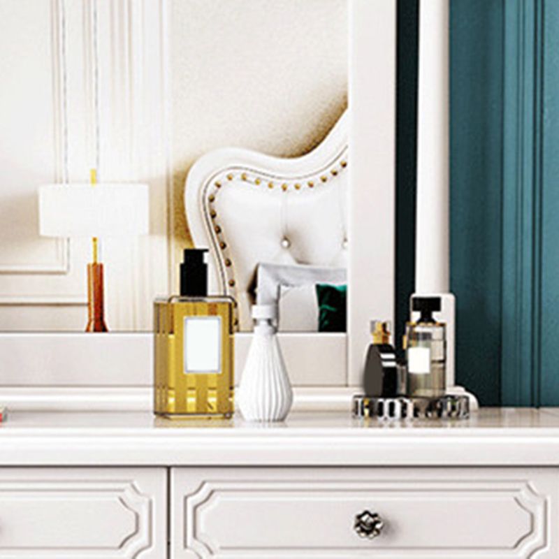 3-Piece Set Makeup Vanity Victorian Mirror and Stool Dressing Desk