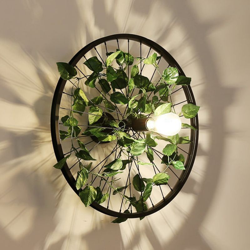 Plant Flower Wall Mount Light Metal Wheel Wall Mounted Light Fixture for Restaurant