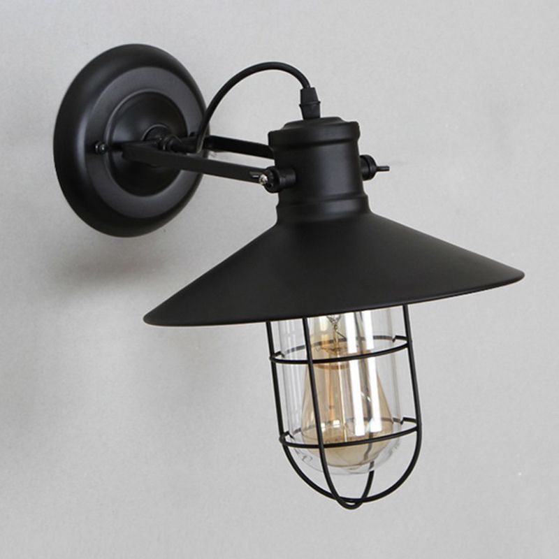 1-Light Clad Cone Wall Lamp Fixtures Industrial Style Metal Wall Mounted Light Fixture