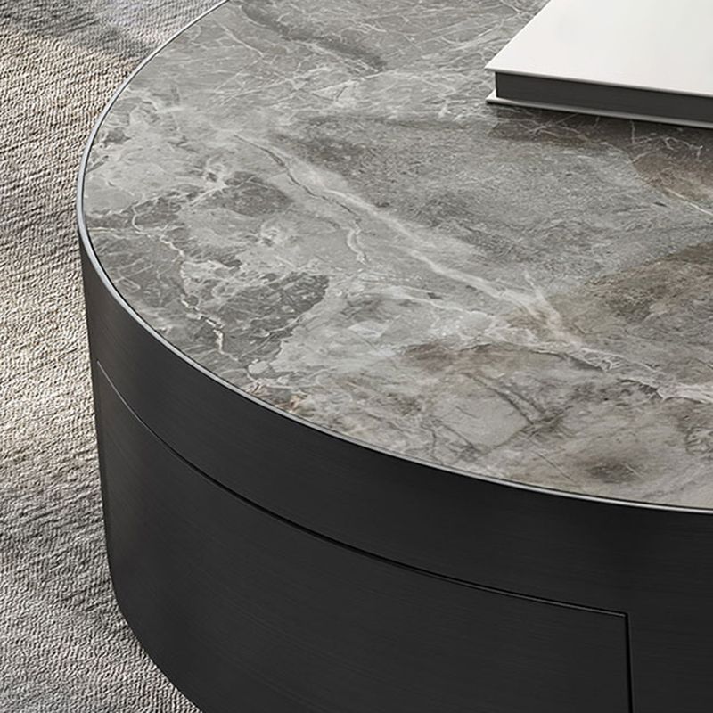 Pedestal Glam Coffee Table Slate Nesting Coffee Table Set with Drawer