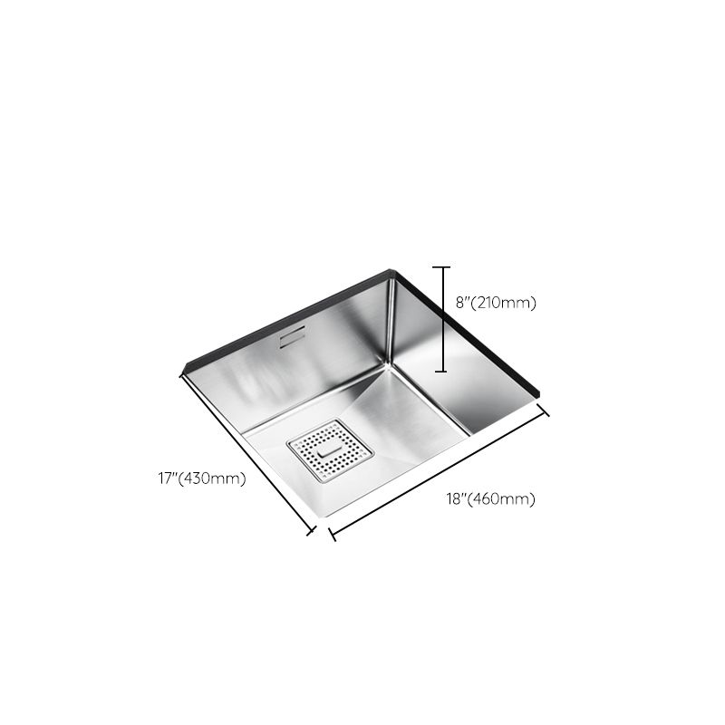 Rectangle Single Bowl Kitchen Sink Stainless Steel Sink with Drain Strainer Kit