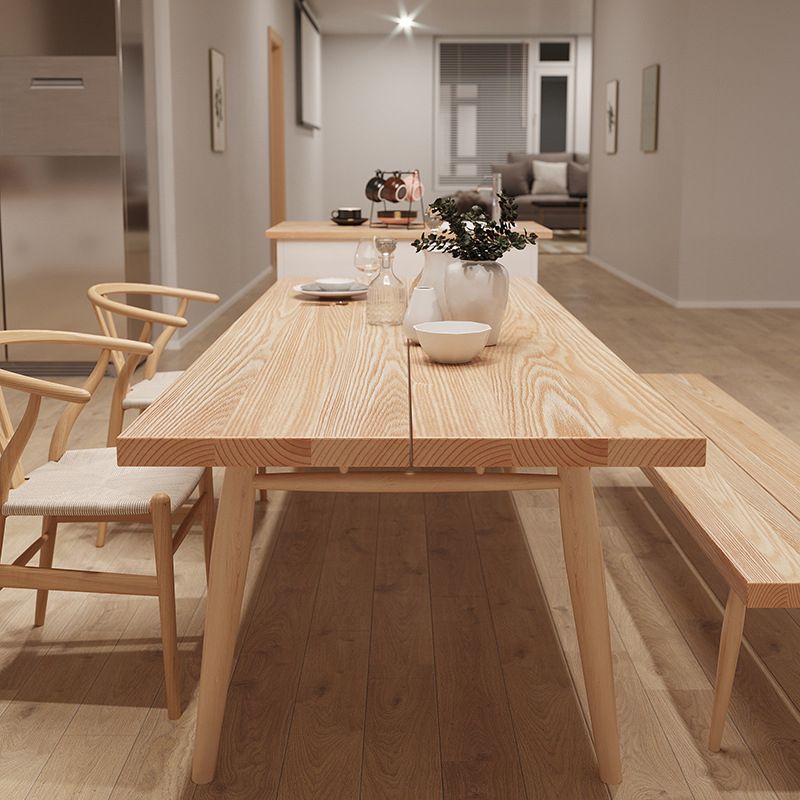 Contemporary Natural Wood Table Ash Rectangle Dining Table with 4 Legs