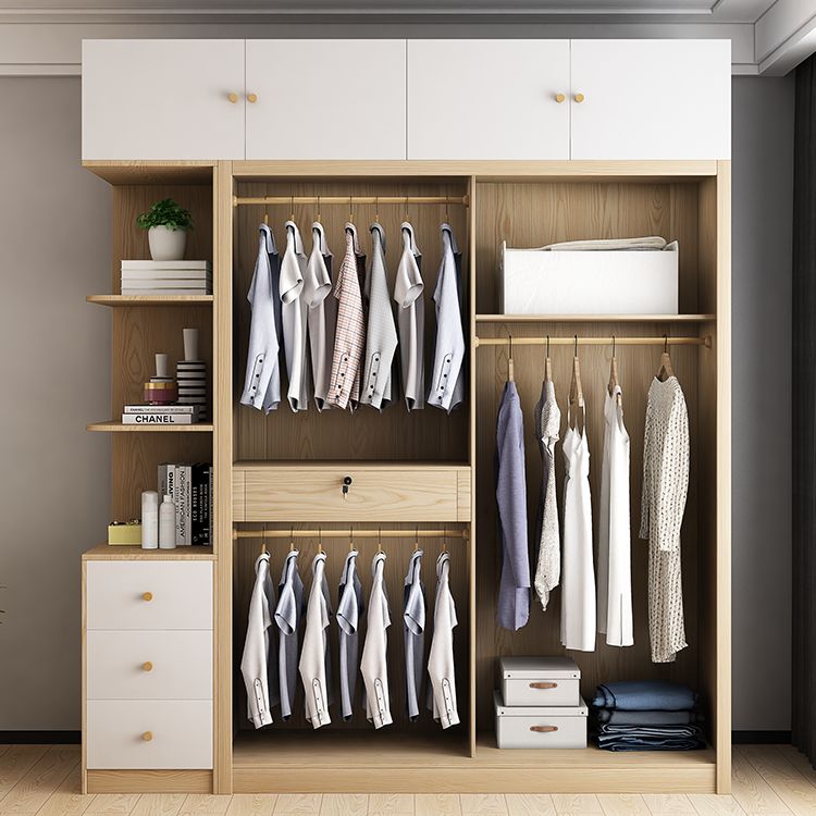 Engineered Wood Modern Wardrobe Closet Sliding Wardrobe Armoire