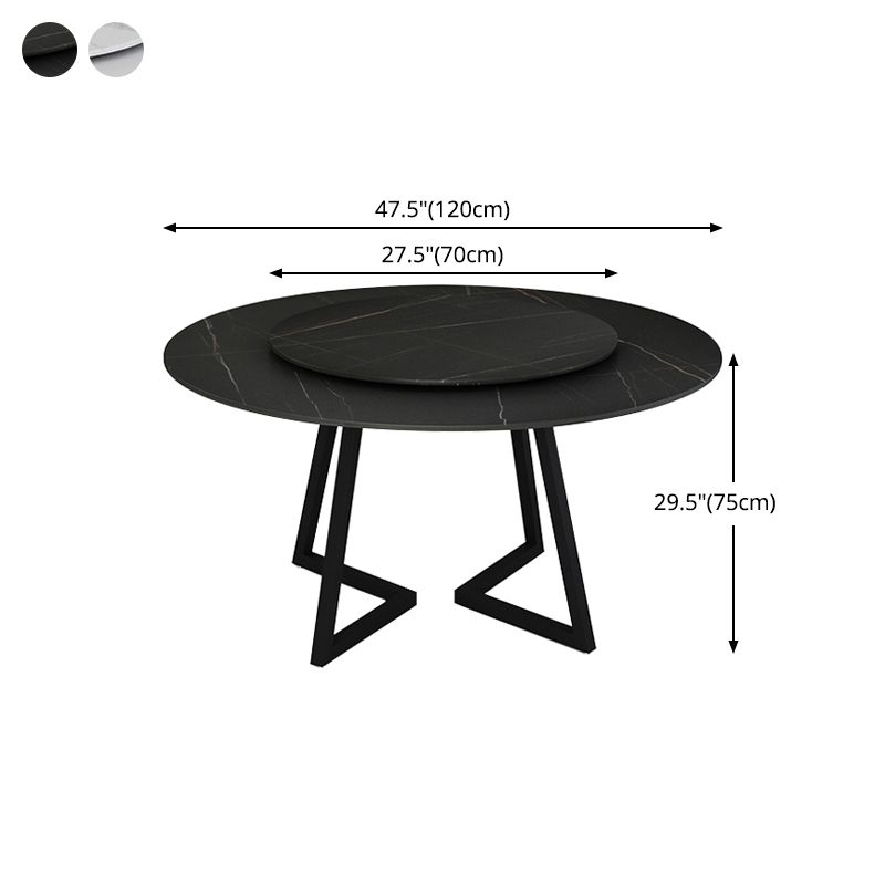 Mesa de comedor de piedra sinterizada Mesa de comedor moderna redonda con marco negro