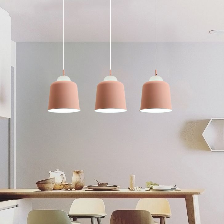 Lámpara colgante de tazas de tazas de tazón de tela 1 cabeza de macarrón altura loft altura de colgación ajustable