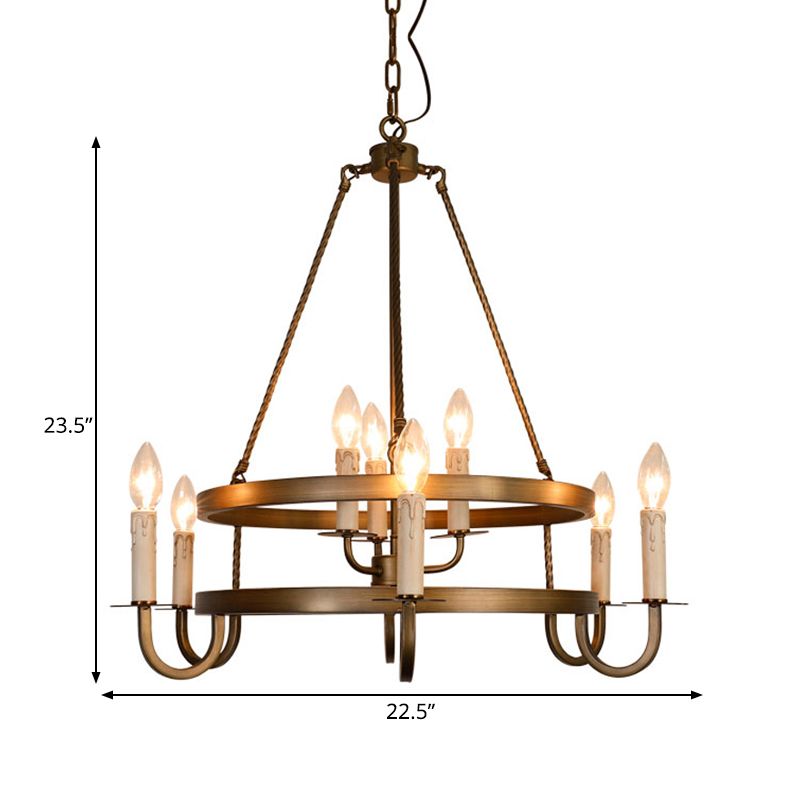 Bronze 9 lumières Plafond lustre Cougie en métal rustique Éclairage pendentif suspendu pour salle à manger