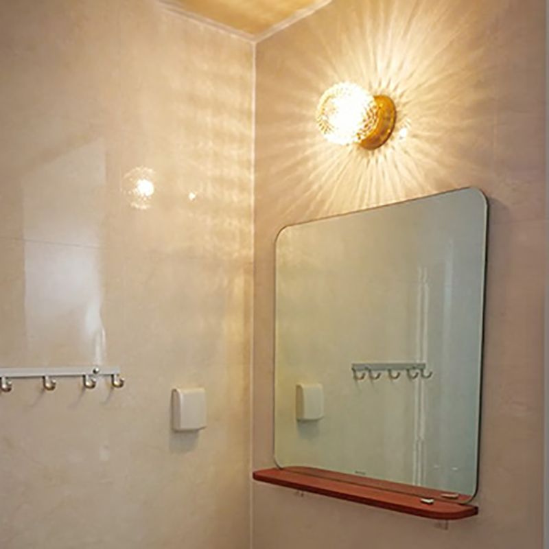 Glass Shade Ceiling Lamp Simplistic Aisle Brass Ceiling Mounted Light