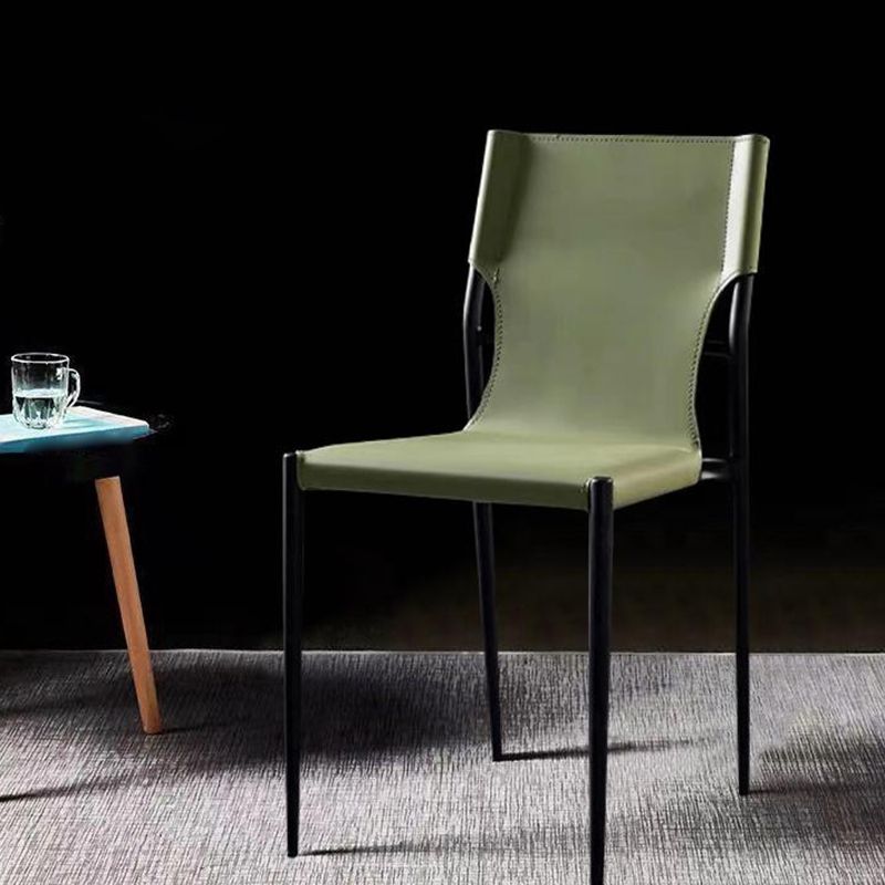Silla lateral de cuero de diseñador para cafetería, silla de comedor con respaldo sólido