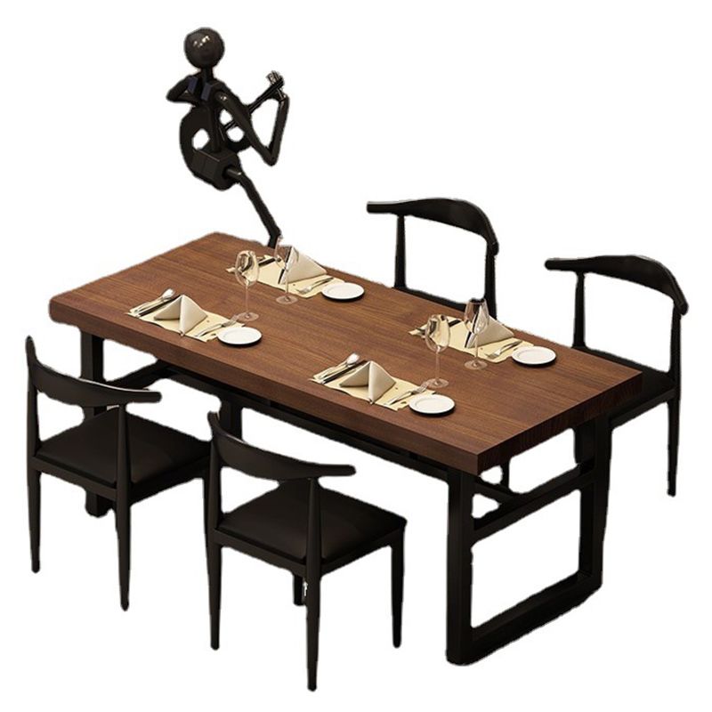 Industrial 1/3/5/7 Pieces Dining Set Rectangle Pine Wood Dining Table for Cafe