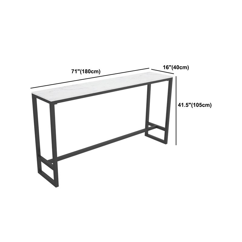 Modern 1/7 Pieces Bar Table Set Rectangle Stone Counter Table with High Stools for Balcony