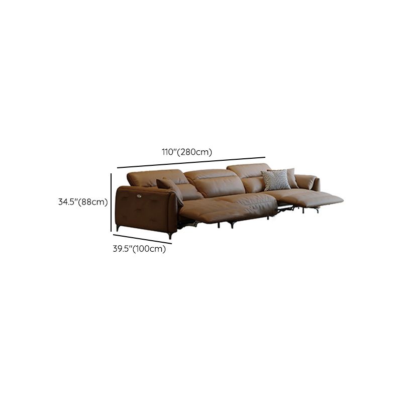 Genuine Leather Pillow Top Arm Power - Push Modern Sofa for Living Room