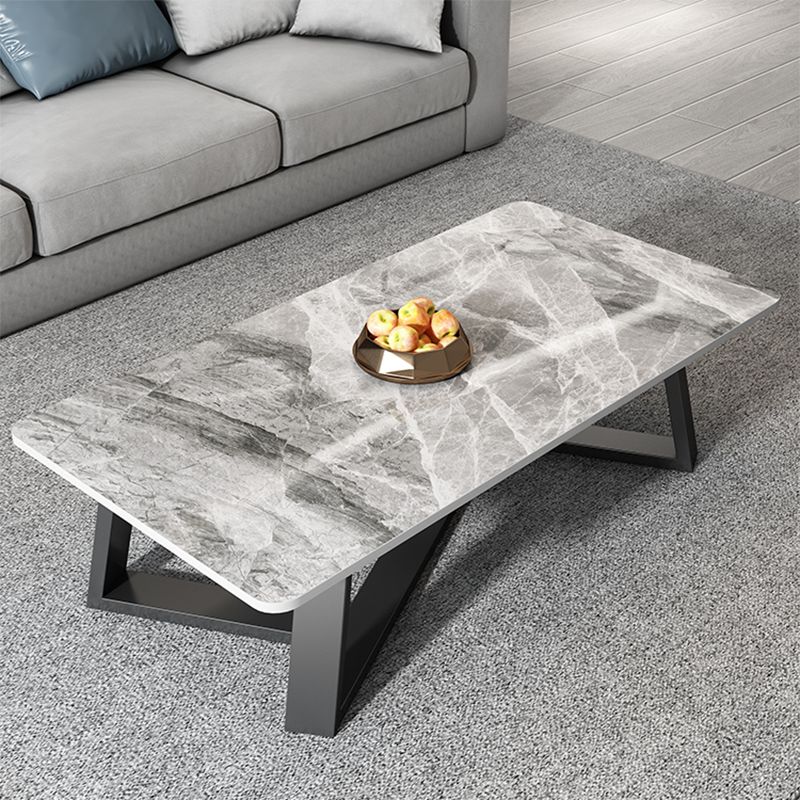 Glam Cross Legs Coffee Table Slate Rectangular Coffee Table Set for Home