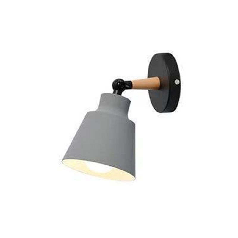 Nordic Metall Wall Light 5 "breite Makkaronwandleuchten mit Holz für Wohnzimmer