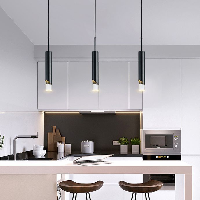 Electroplate Metal LED Pendant Light in Modern Creative Style Acrylic Cylindroid Hanging Lamp