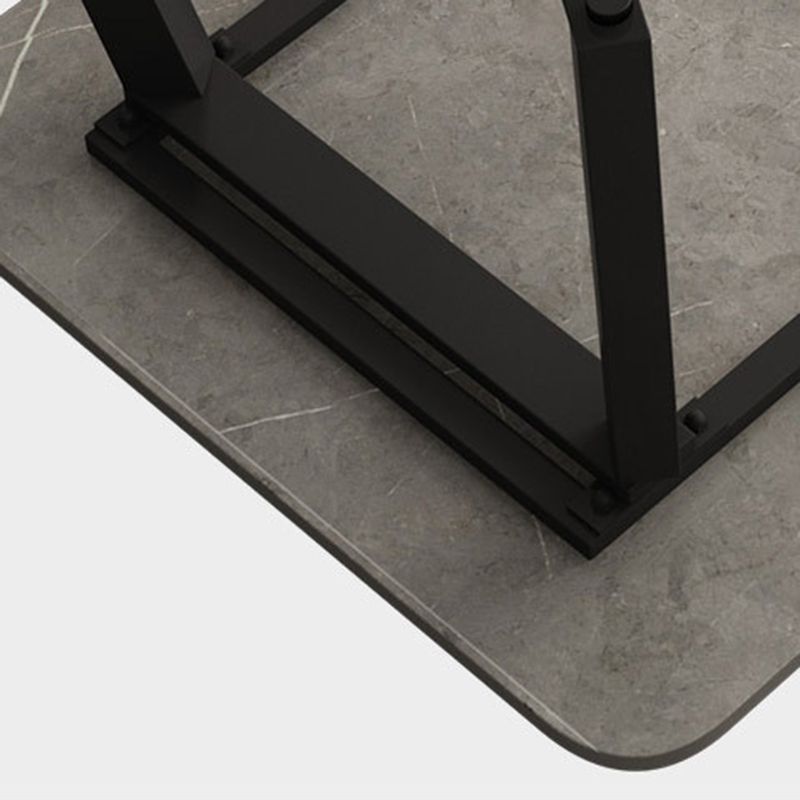 Modern Matte Finish Dining Table for Home Stone Top Dinette Table with Metal Sled