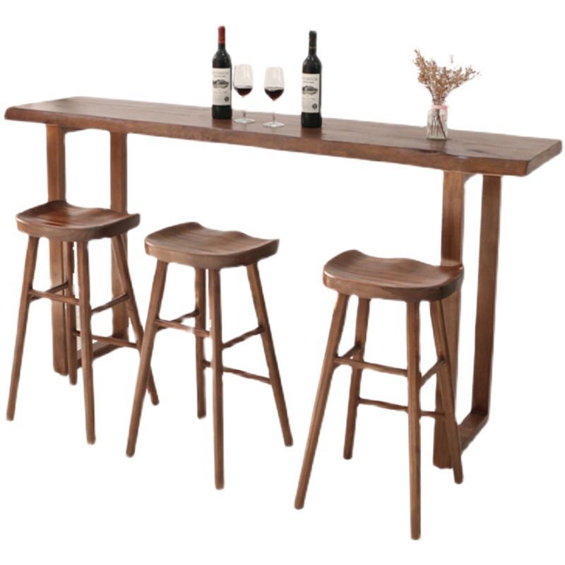 Modern Solid Wood Barstool Wood Restaurant Bar Stool with Pedal