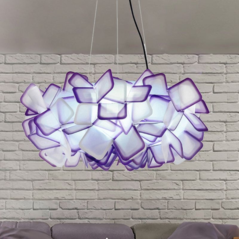 Braun/Blau/Lila Blüte Drop Anhänger zeitgemäß 21 "/27,5" breite 1-Licht-Acryldecklampe für Wohnzimmer