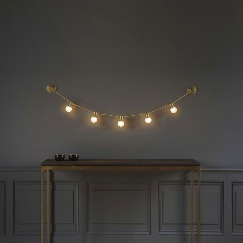 Frosted Glass Bubble Wall Light 5-Light Post Modern Wall Mounted Lamp in Gold