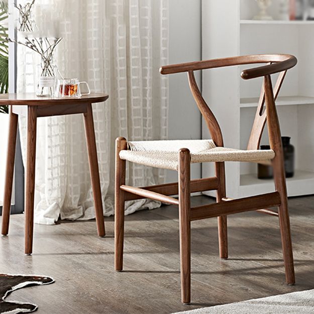 Contemporary Home Wood Arm Chair Natural Wishbone Dining Chair (Set of 2)