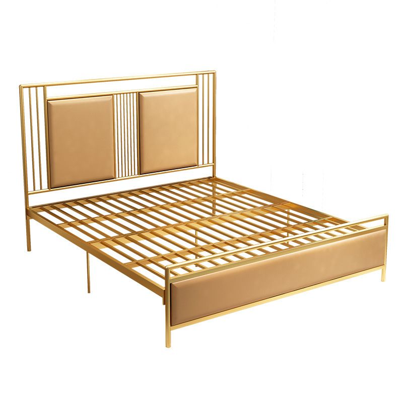 Glam Bed with Rectangle Open-Frame Headboard and Footboard in Iron