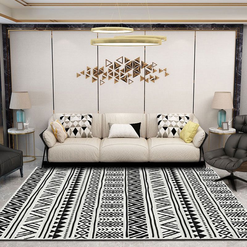Beige Moroccan Rug Polyester Lozenge Rug Stain Resistant Rug for Living Room