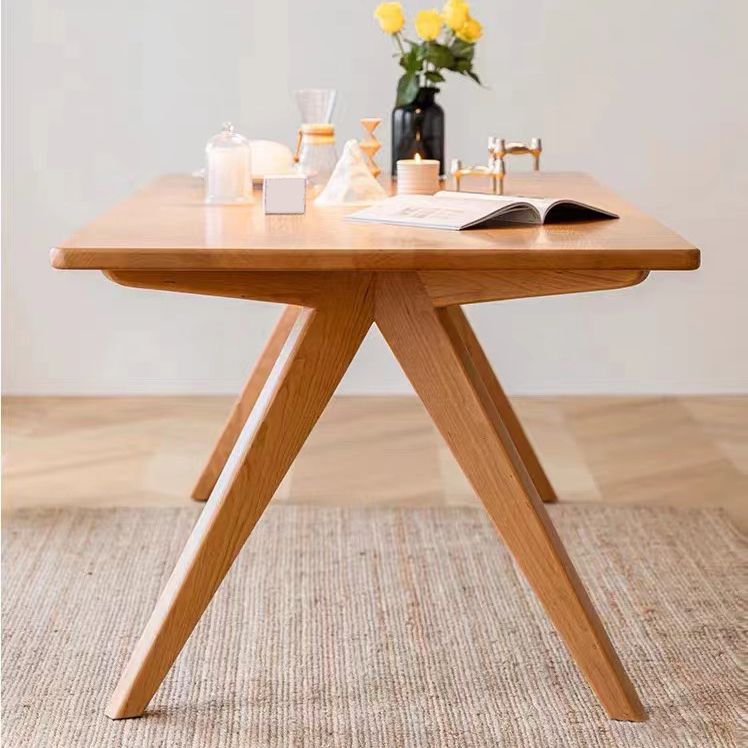 Modern Natural Rectangle Dining Room Table Pine Solid Wood Dinette Table