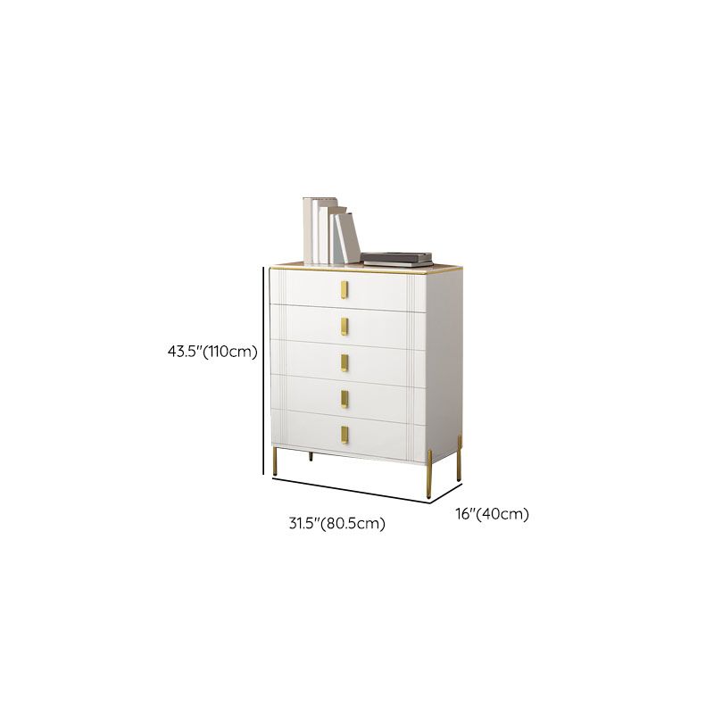 Glam Stone Storage Chest White 16" Wide Bedroom Chest with Drawers