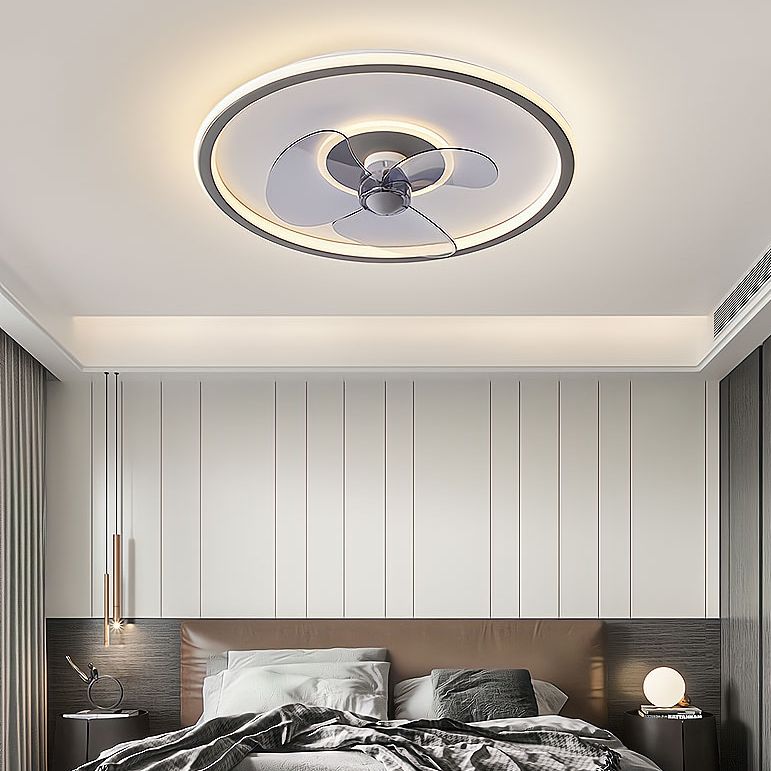Nordic Style Metal Ceiling Fan Lamp Circle Shape Colorful Ceiling Fan Light for Bedroom