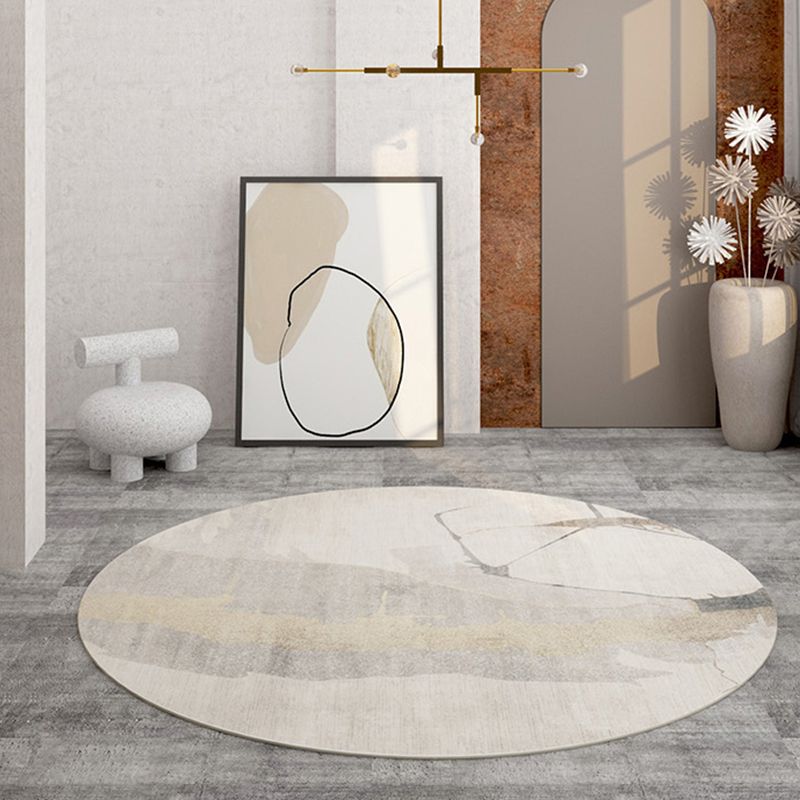 Light Yellow Rug Polyester Graphic Rug Non-Slip Backing Rug for Living Room