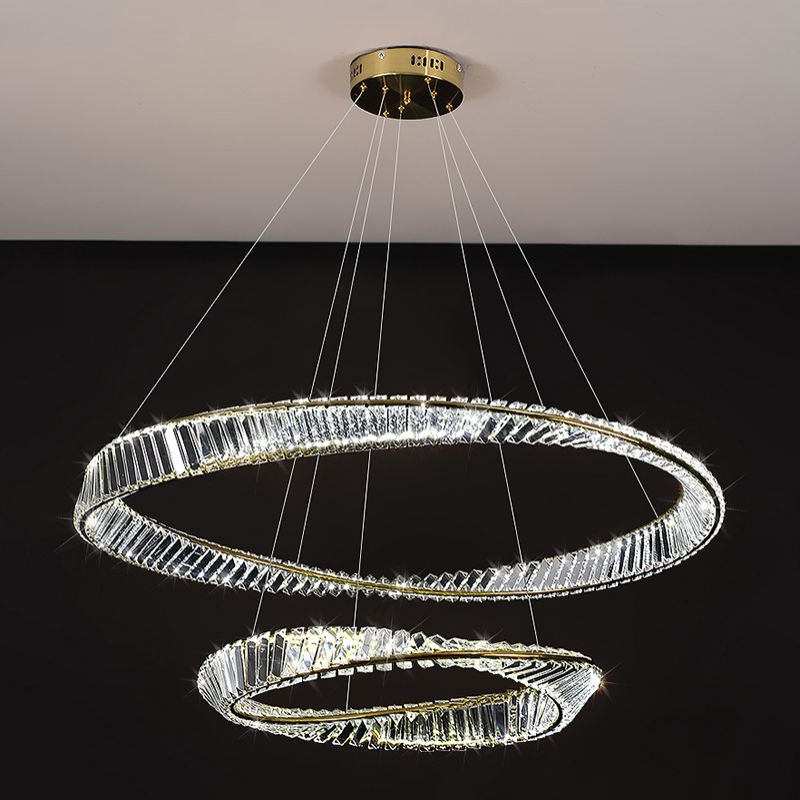 Modern Style Chandelier Lighting Fixtures Crystal Hanging Chandelier in Gold