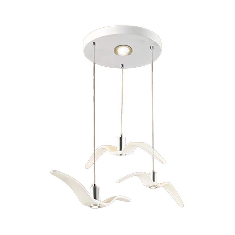 Artistry Seagull  Multi Light Pendant Metallic 3 Lights Bedroom Hanging Ceiling Light in White/Black with Round/Linear Canopy