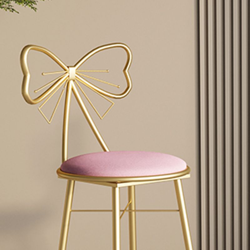 Glam Armless Backrest Counter Stool Iron Cashier Bar Stool with Cushion and Pedal