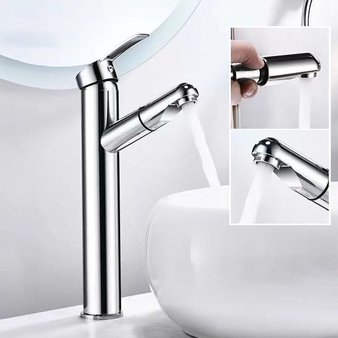 Lever Handle Faucet Contemporary Pull-out Faucet for Bathroom