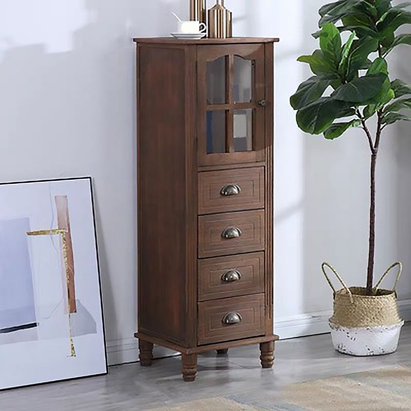 Contemporary 1 - Door 1 Shelves Glass Paned with Drawer Solid Wood Chest