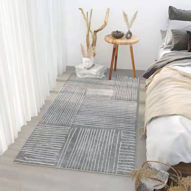 Gray Modern Area Carpet Polyester Abstract Graphic Carpet Washable Carpet for Drawing Room