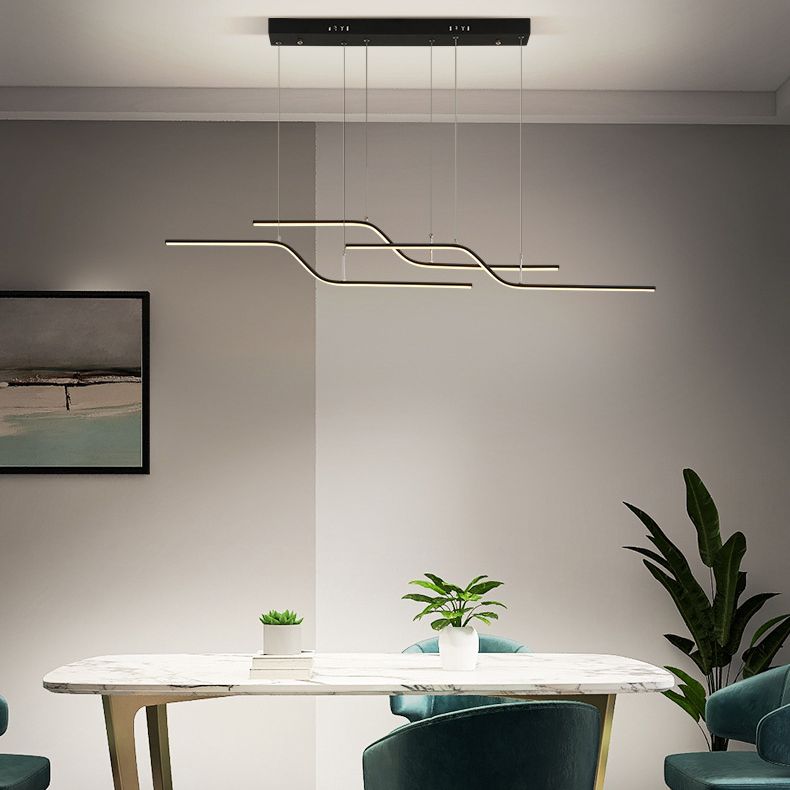 Ultra-modern Linear Hanging Chandelier Metallic Hanging Lamp with Hanging Cord for Restaurant