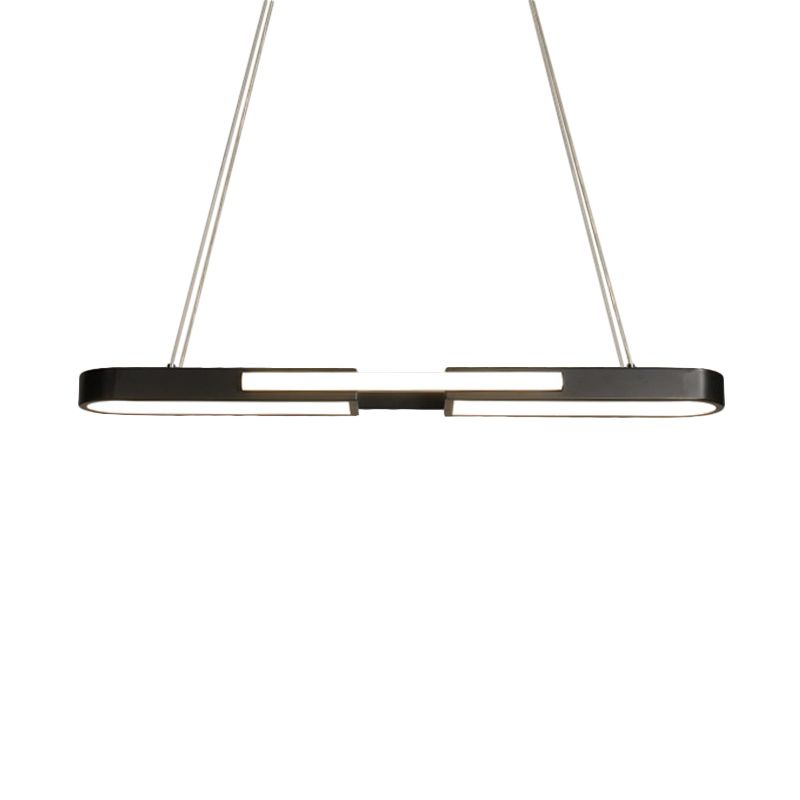 Oblong Acrylic Pendant Light Kit Simple Style Black/Gold LED Island Lamp in Warm/White Light for Dining Room