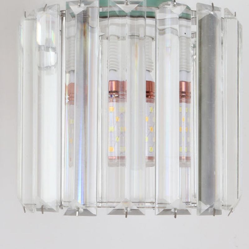 Modern Flush Light Fixtures Crystal Cylinder Flush Mount Lamp in Brown