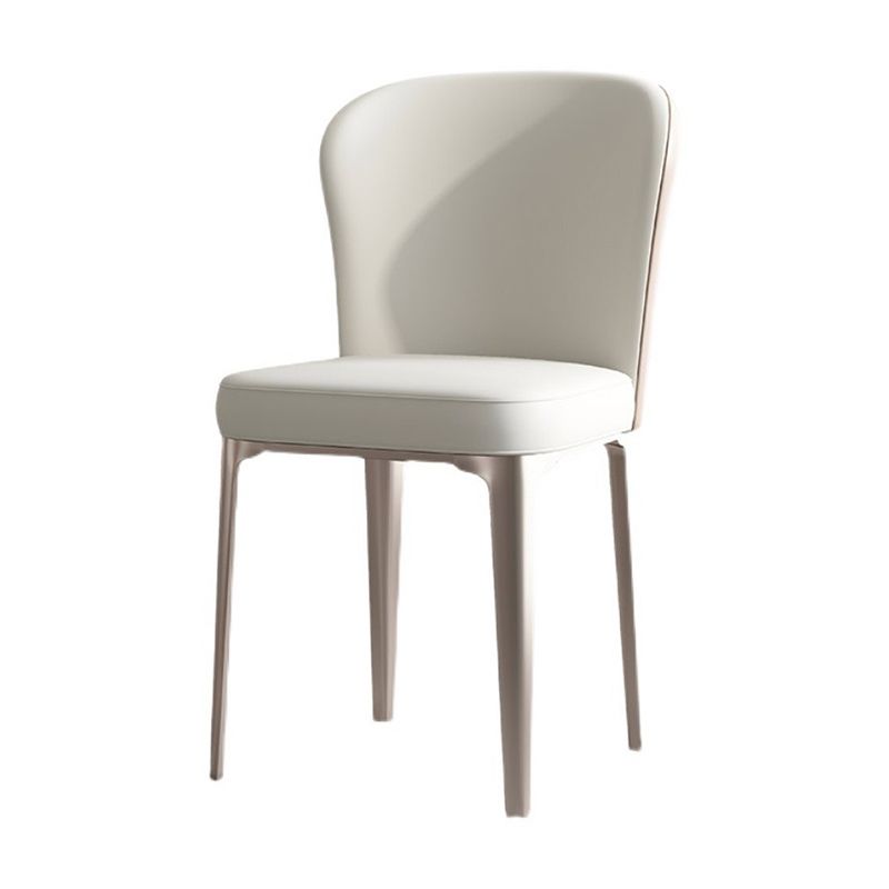 Glam Parsons Side Chair Leather Indoor Dining Chair with Metal Base