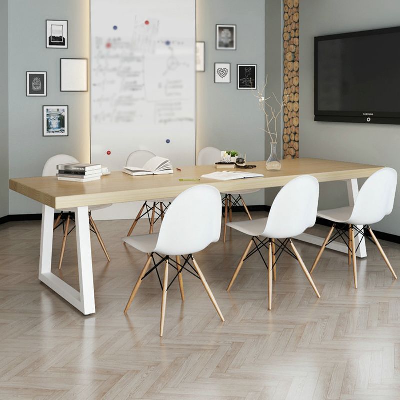 Mesa de comedor de madera maciza de pino, mesa de comedor industrial con base de trineo