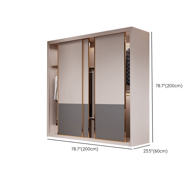 Modern Sliding Door Storage Cabinet Wooden Wardrobe Cabinet with Garment Rod