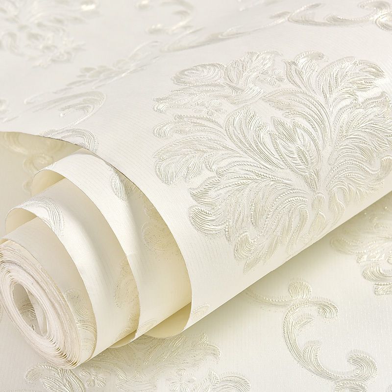 Stick On Glam Damask Wallpaper Embossed Temporary Soft-Color Wall Decor for Bedroom