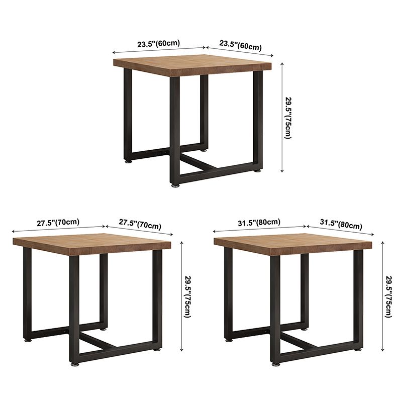 Mesa de cocina de la cena de madera maciza industrial mesa de cocina marrón con marco negro para comedor