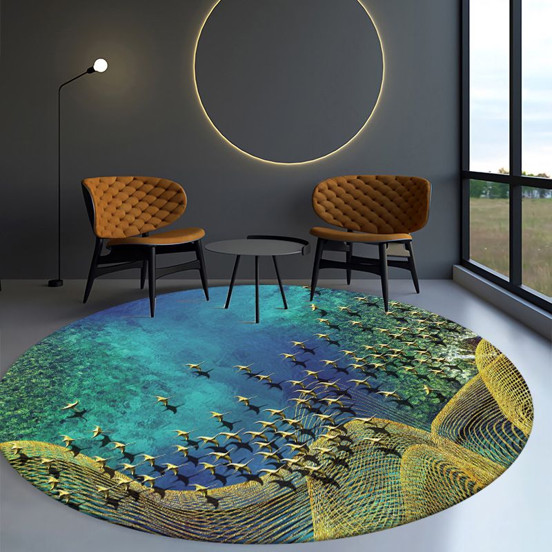 Orange Butterfly Rug Polyester Modern Rug Non-Slip Backing Rug for Drawing Room