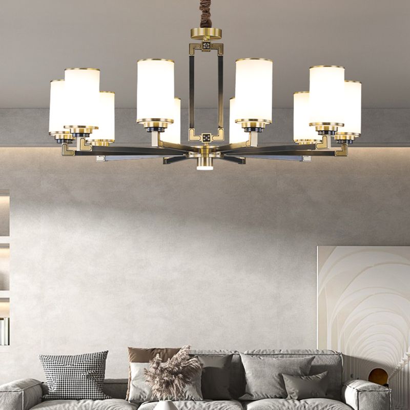 Witte glazen cilinder plafond hanger moderne stijl multi -lights kroonluchter verlichting