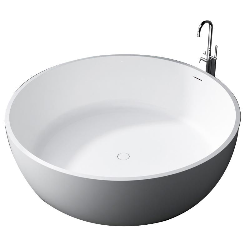 Modern Artificial White Stone Tub Round Freestanding Bathtub