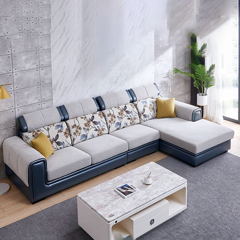 Modern Gray Cushions Sofa & Chaise 5-Seater 139.37" L Square Arm Sectional Sofa